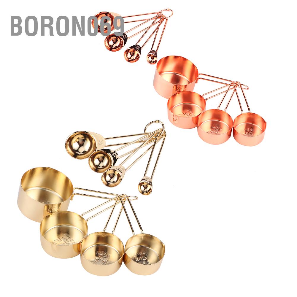 8pcs thép không gỉ đo cốc muỗng thiết lập với quy mô gia đình nhà bếp phụ kiện nướng Boron069