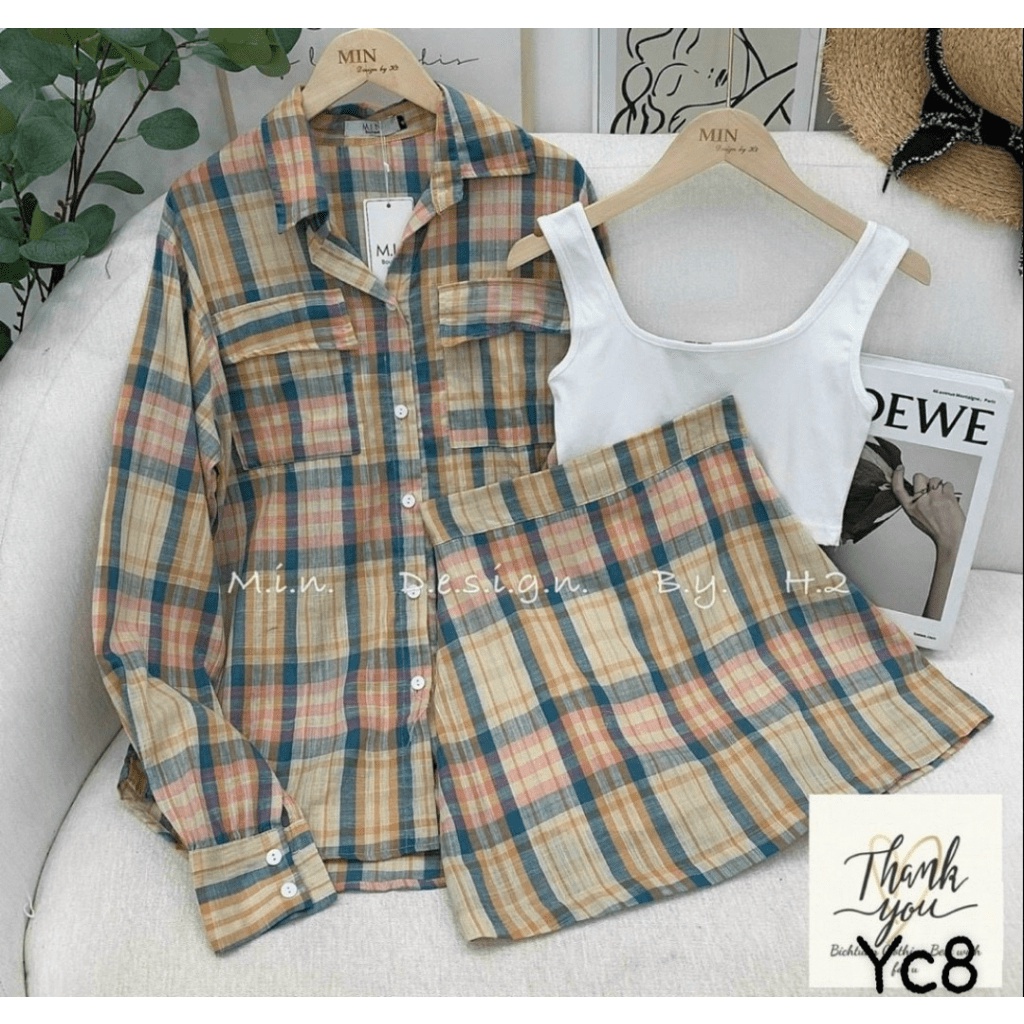 SÉT 3 MÓN ÁO VÁY CARO TRẺ TRUNG NĂNG ĐỘNG TÔN DÁNG CỰC XINH THỜI TRANG HHP 2022