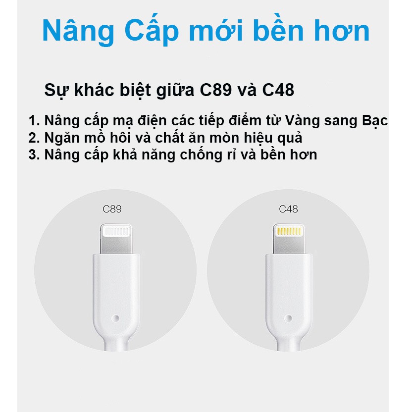 Cáp ANKER Chip C89 Bạc PowerLine III Thế hệ 3 Usb A to Lighting Iphone - Mã A8812 A8813