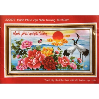 Tranh thêu chữ thập hạnh phúc vạn niên trường 222977 kt 89x50cm