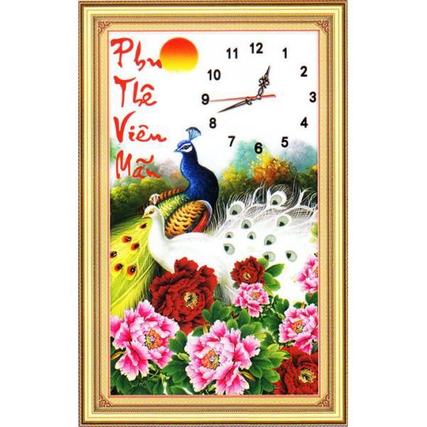 Tranh Thêu Chữ Thập 3D ĐỒNG HỒ Phu Thê Viên Mãn EVA8062 (TRANH TỰ THÊU) KT:42X63CM