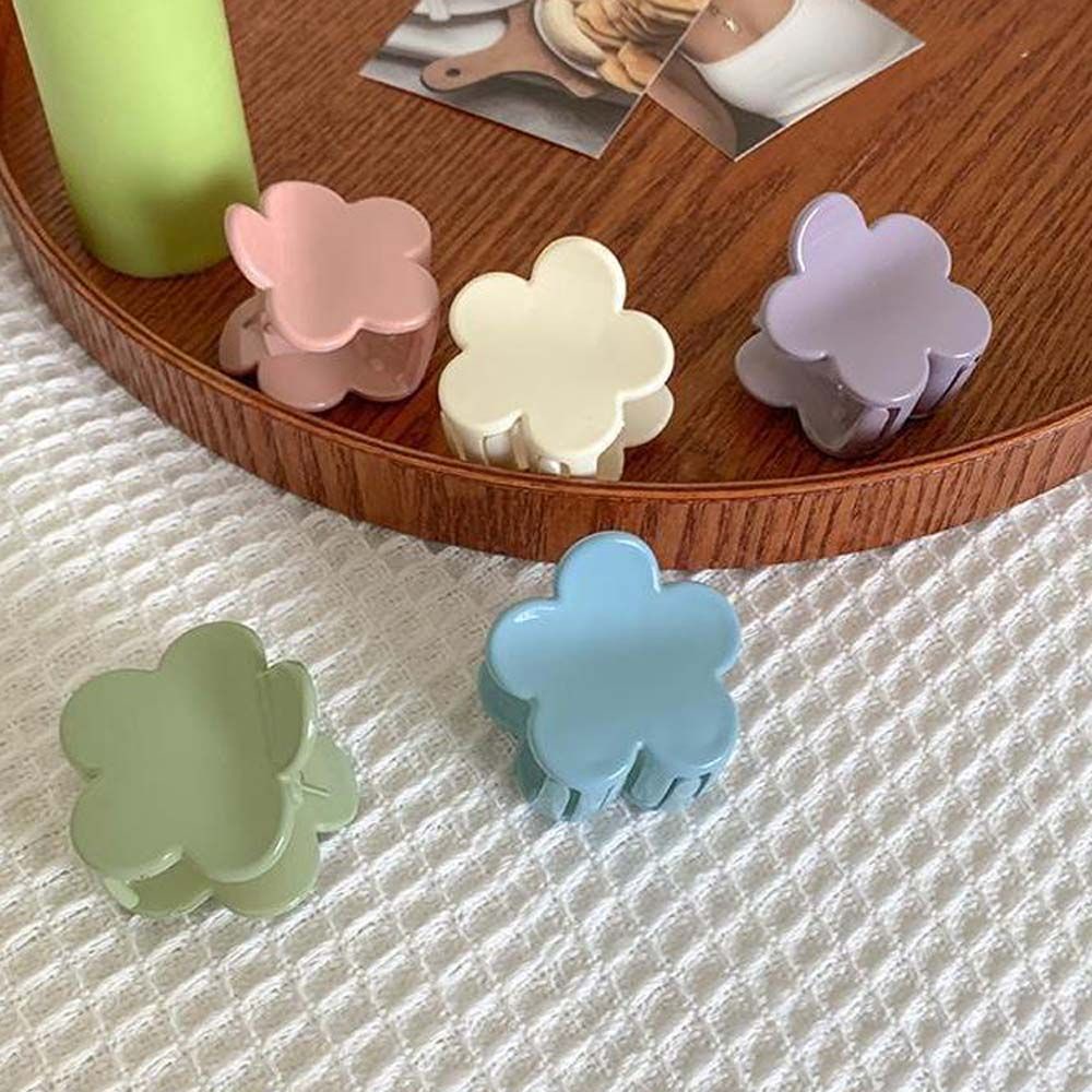 Kẹp gắp tóc càng cua acrylic mini màu trơn họa tiết hoa phong cách Hàn Quốc dễ thương cho nữ