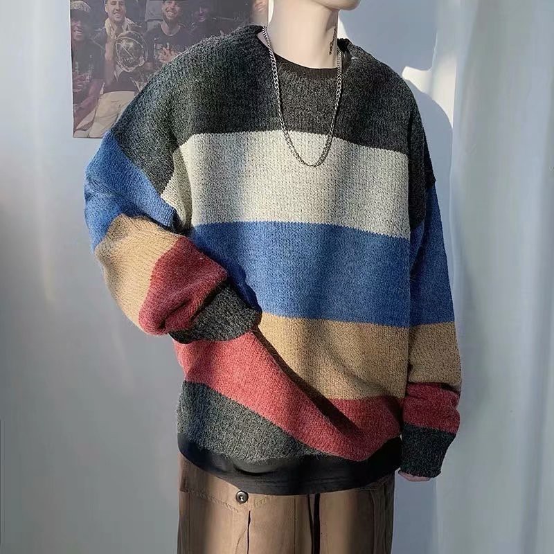 Áo Len Nam Tay Dài Họa Tiết Sọc Ngang Thời Trang Hàn Quốc | BigBuy360 - bigbuy360.vn