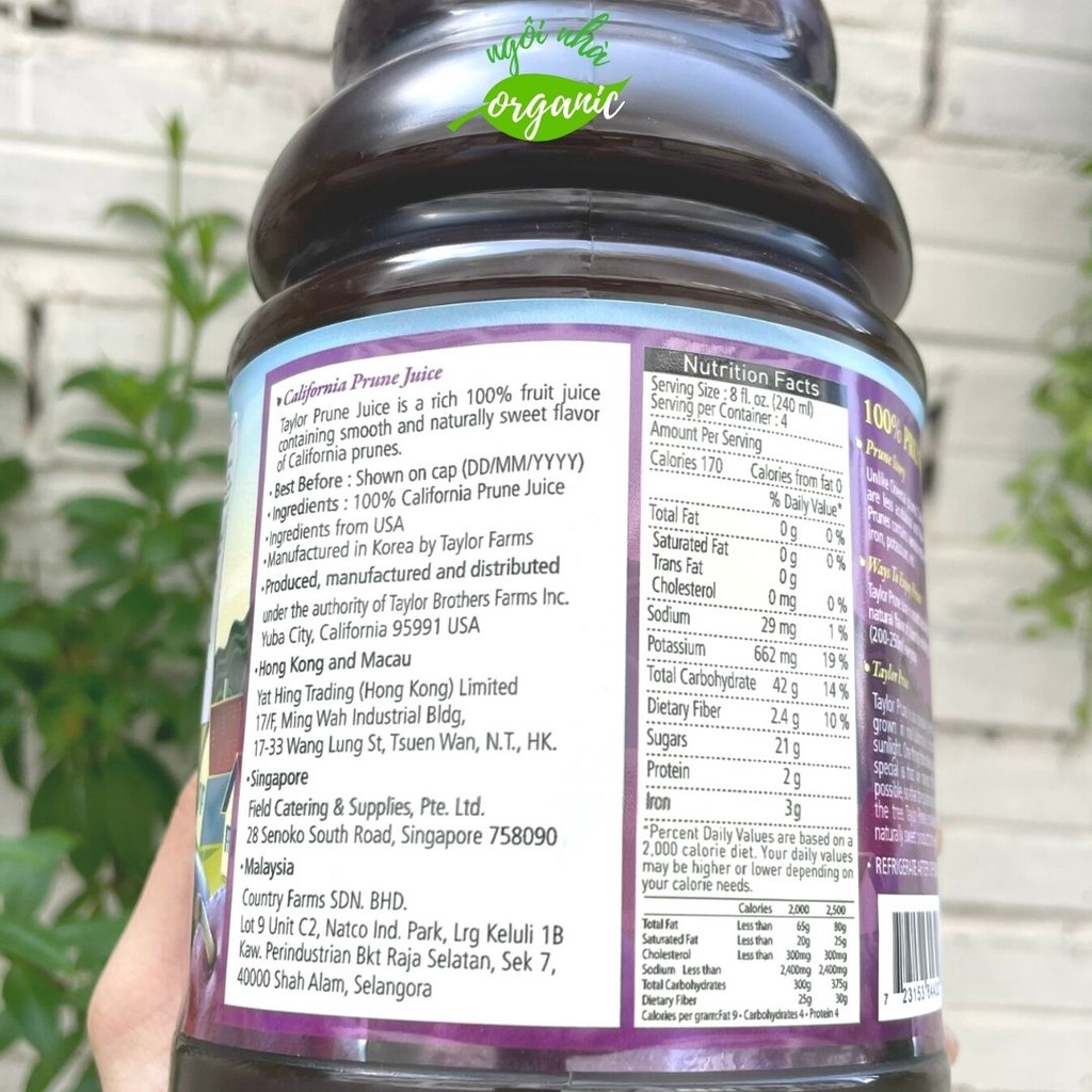 Nước ép mận thiên nhiên Taylor 946ml Plunes Juice