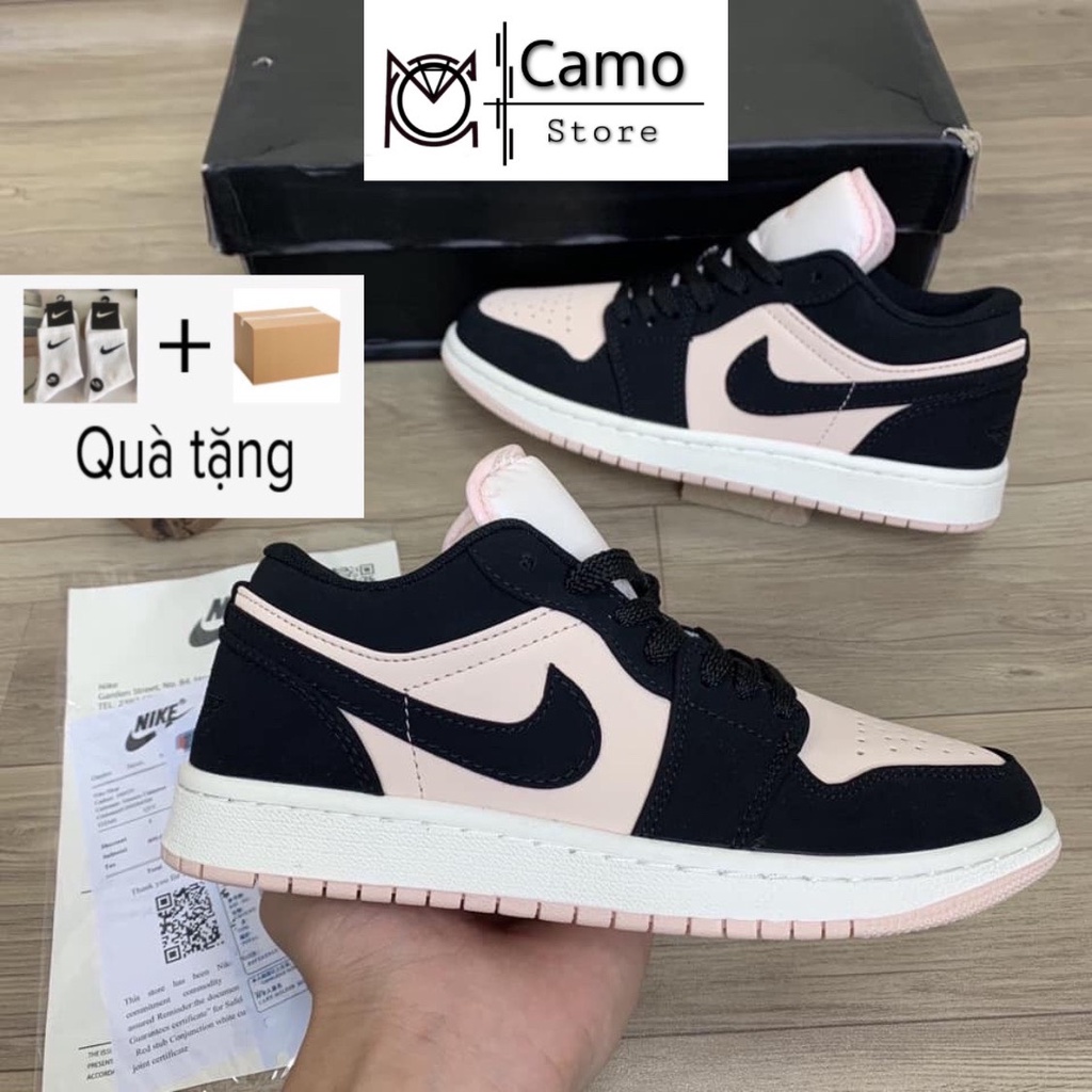 Giày 𝐉𝐨𝐫𝐝𝐚𝐧 1 low hồng đen nam nữ, Giày 𝐉𝐨𝐫𝐝𝐚𝐧 1 Low Black Guava Ice đen hồng bản đẹp full box bill