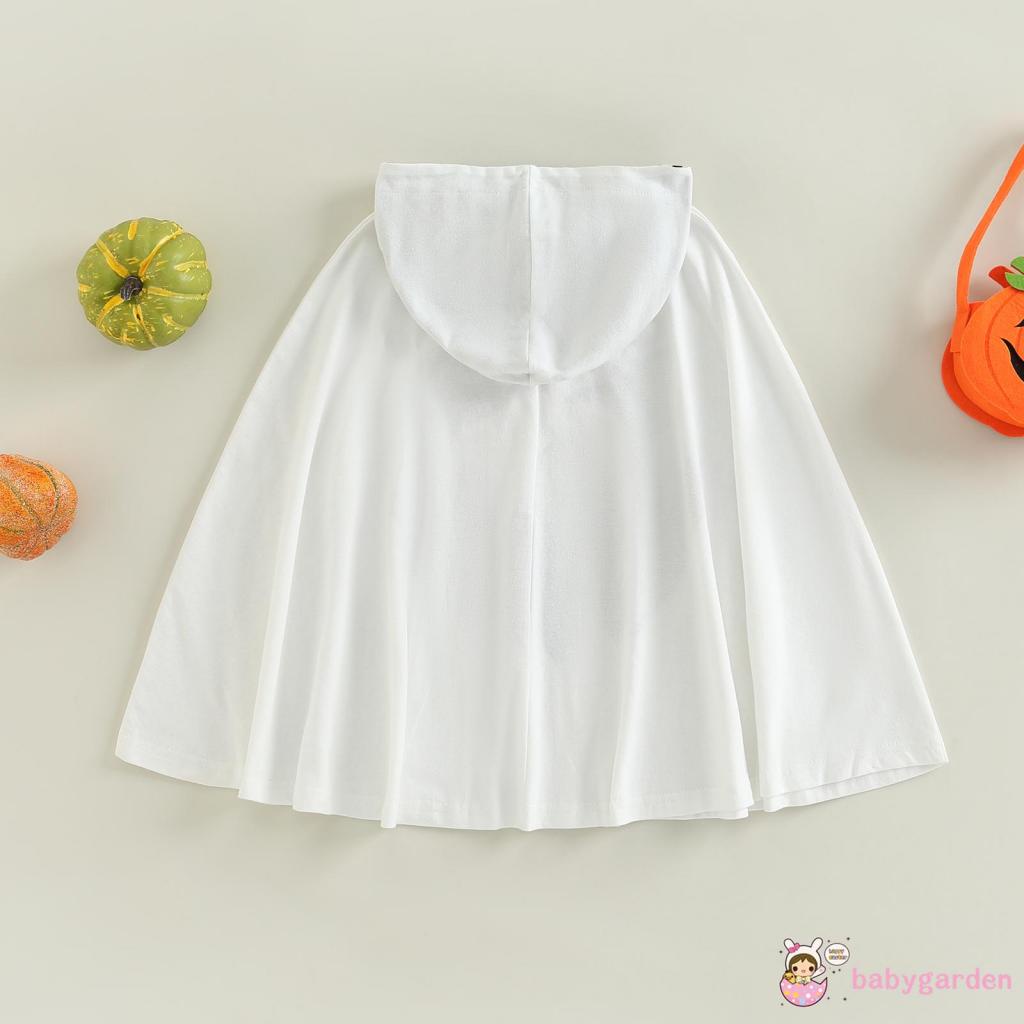 Áo Choàng Có Mũ Trùm Dáng Rộng In Họa Tiết Halloween Màu Trắng / Đen Cho Bé 2-6 Tuổi