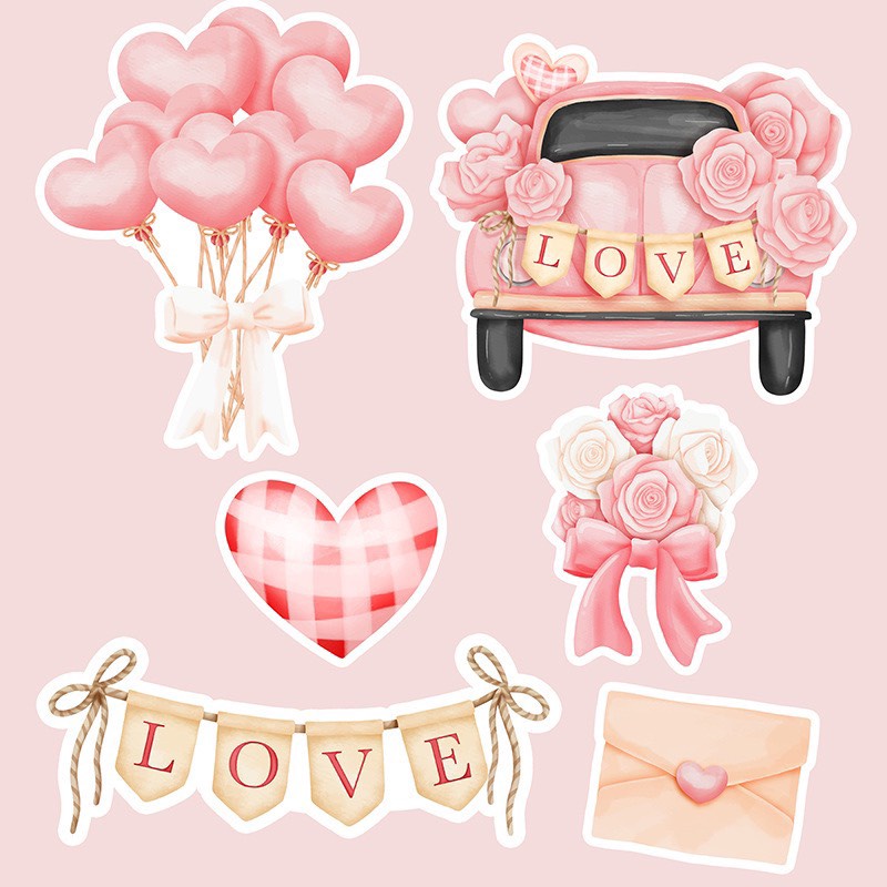 5 Combo 2 set giấy ô tô-hoa-trái tim hồng-Q6508