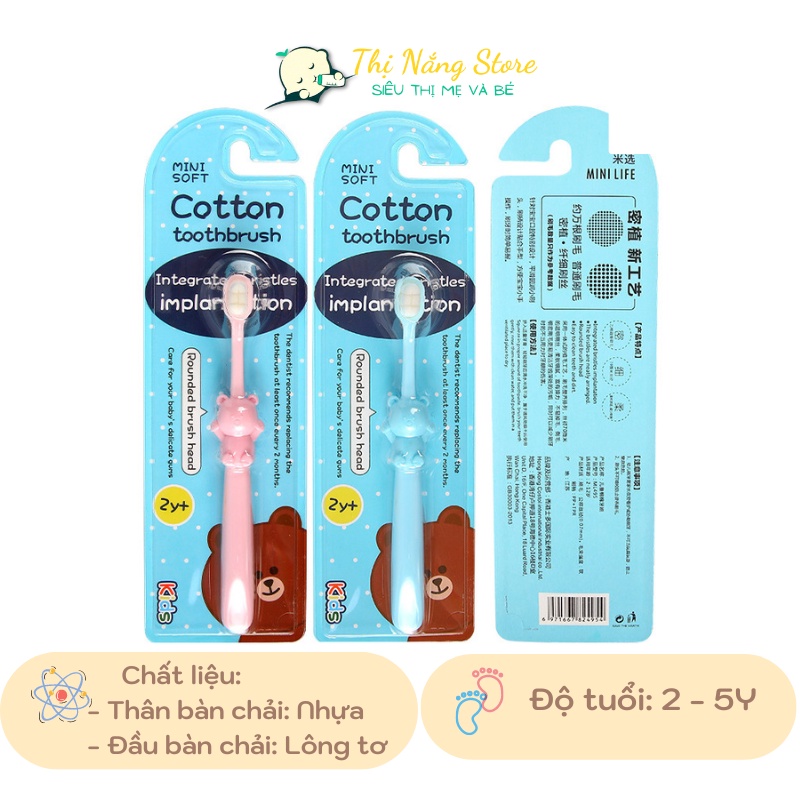 Bàn chải đánh răng lông cotton siêu mềm cho bé từ 2 tuổi, Bàn Chải Cho Bé Tập Đánh Răng Sợi Lông Tơ Siêu Mềm Thị Nắng