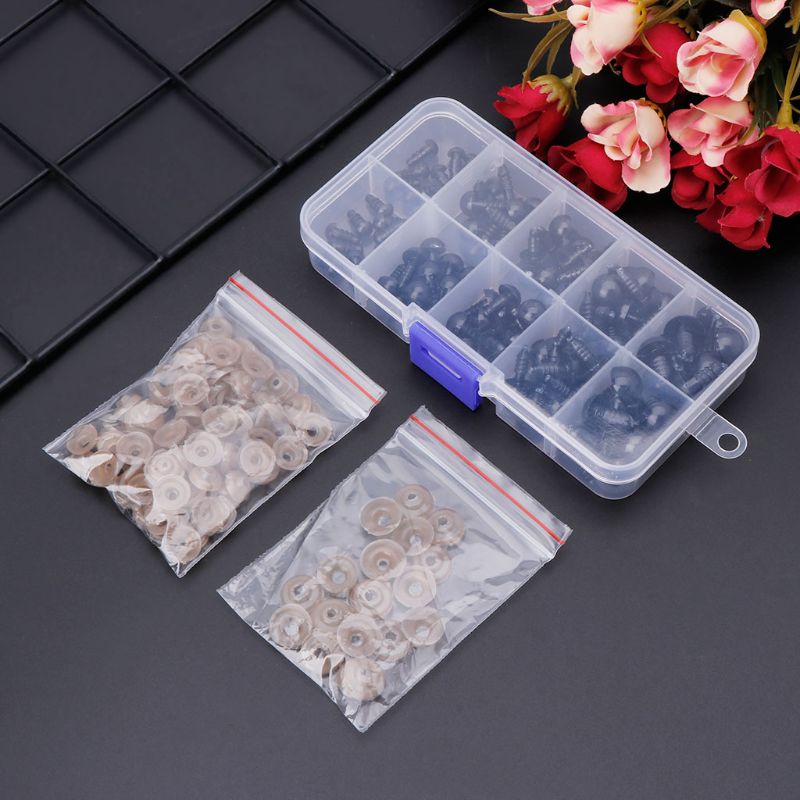 Set 100 Mắt Nhựa 6mm / 8mm / 9mm / 10mm / 12mm Chuyên Dụng Cho Gấu Bông