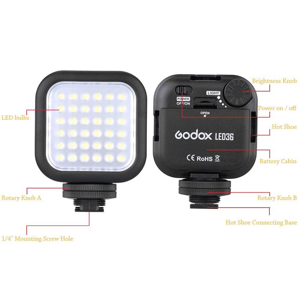 Godox LED36 Video Light 36 Đèn LED cho máy ảnh DSLR Máy quay phim mini DVR
