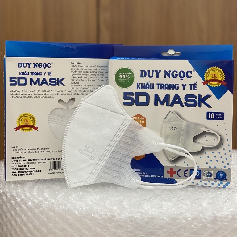 Khẩu trang y tế 5D Mask quai thun dày dặn siêu tiện lợi