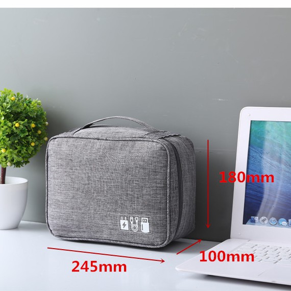 Túi đựng phụ kiện điện thoại, túi công nghệ, mỹ phẩm, đồ trang điểm, cáp sạc tai nghe có quai xách tiện lợi