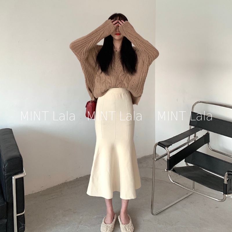Chân Váy Len Đuôi Cá Dài Quảng Châu Phom Đẹp - MINT Lala