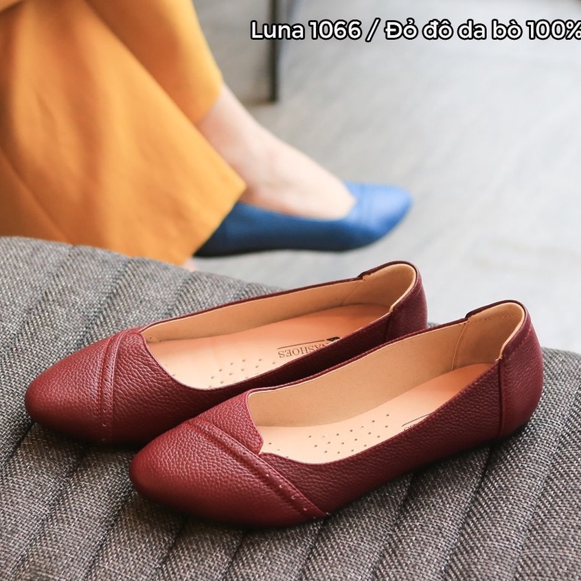 Giày búp bê nữ đế bệt da bò thật LUNASHOES 1066 đế tpr chống trơn lót siêu mềm bảo hành 2 năm 1 đổi 1 đi êm chân