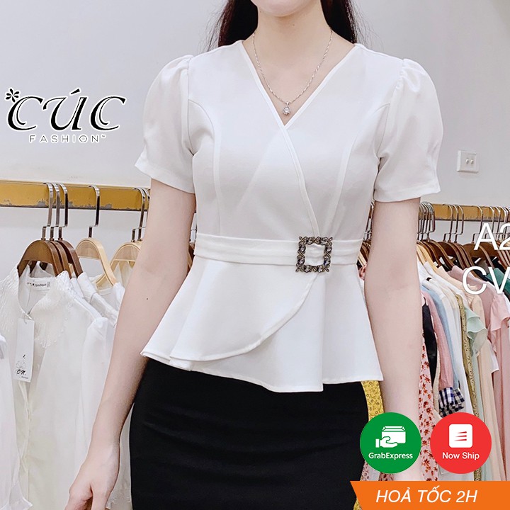 Áo sơ mi nữ cao cấp công sở Cúc Fashion A204 áo somi đai đá