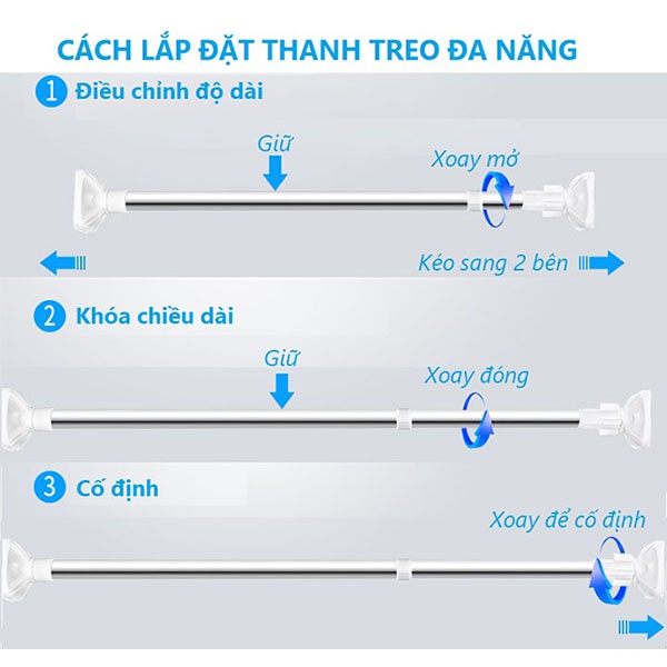 Thanh Treo Quần Áo, Thanh Treo Rèm Đa Năng Thông Minh Không Cần Khoan Đục - Gia Dụng Nhà Đẹp Giá Sỉ