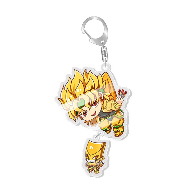 Móc khóa nhựa acrylic trong suốt hai mặt hình anime Jojo 's Bizarre Adventure