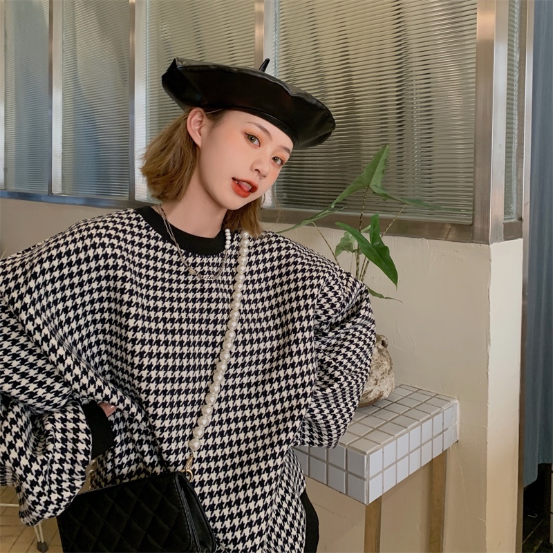 Áo len nữ dài tay cổ tròn thời trang Hàn