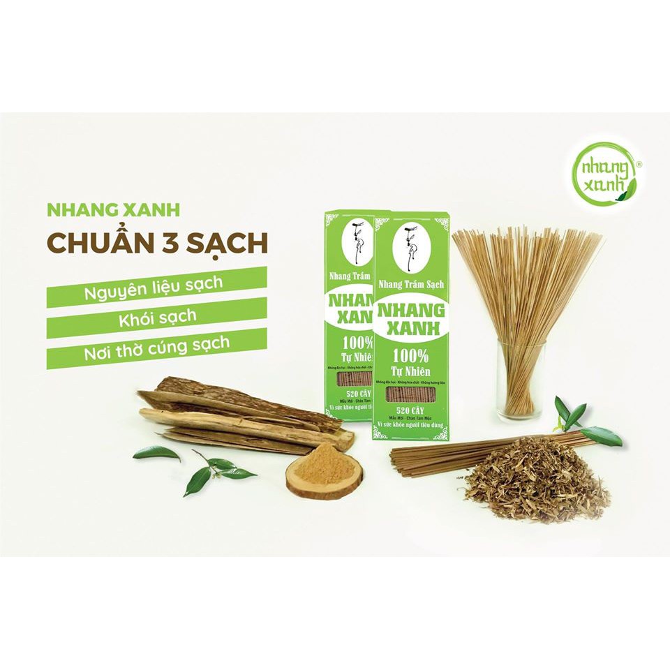 [NHANG THIỀN] Nhang xanh TRẦM HƯƠNG tăm mộc 70gr - 100% nguyên liệu thiên nhiên