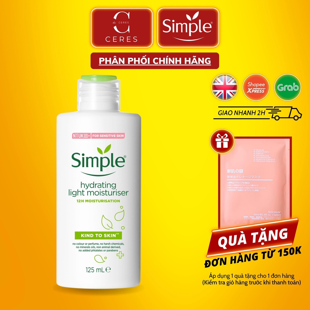 Sữa Dưỡng Da Simple Kind To Skin Hydrating Light Moisturiser Dưỡng Thể 125ml