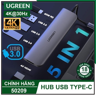 HUB USB Type-C Ra HDMI, USB 3.0, PD Charging, UGREEN CM136 Chính Hãng