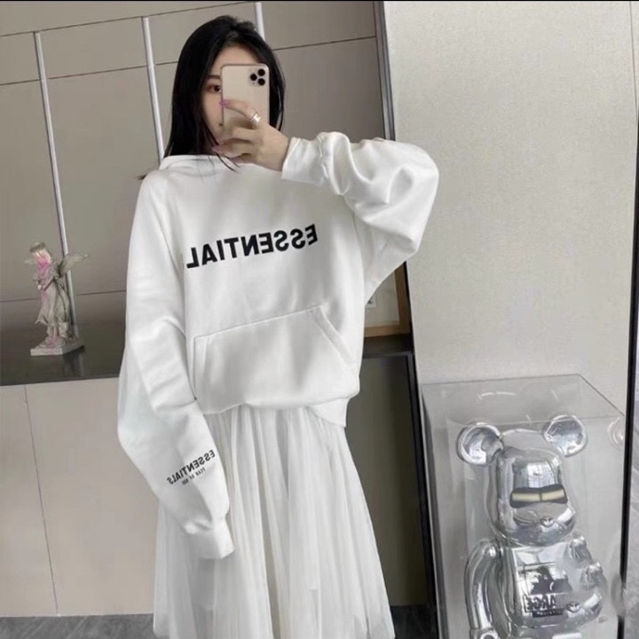 ÁO KHOÁC CẶP HOODIES CÓ NÓN THÊU CHỮ ESSENTIALS CỰC HOT