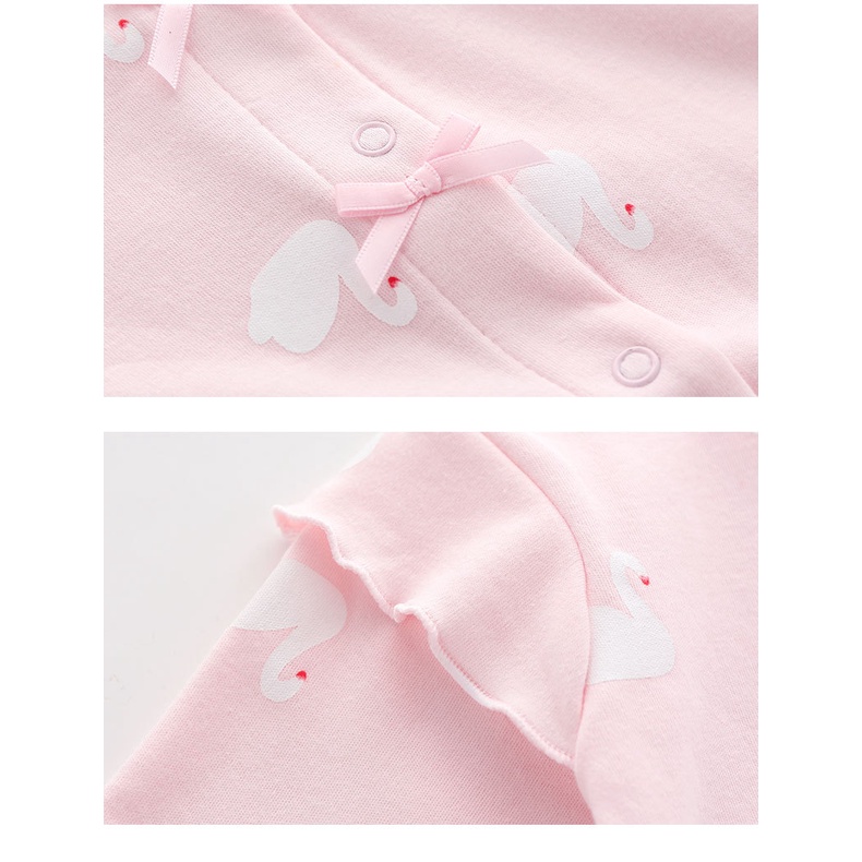 Áo Liền Quần Tay Dài Bằng Vải Cotton Dành Cho Bé Gái Sơ Sinh 0-18 Tháng Tuổi