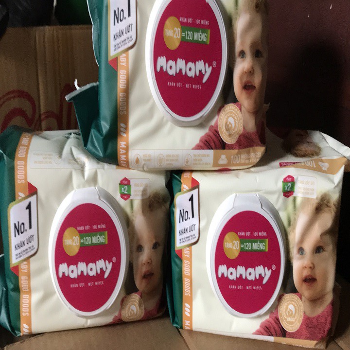KHĂN ƯỚT MAMAMY KHÔNG MÙI CÓ NẮP 100 TỜ/120 TỜ