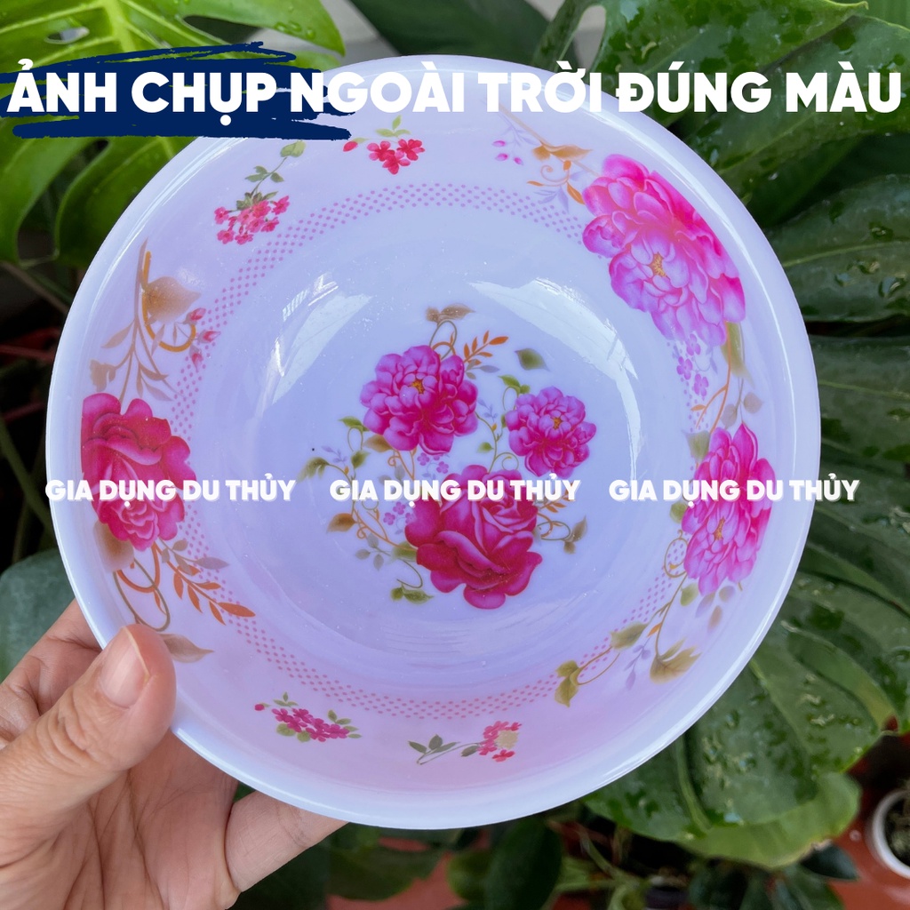 Tô melamine nhựa phíp loại tô sâu xoắn màu trắng, vàng, xanh lá và hoa văn của tổng kho gia dụng Du Thủy