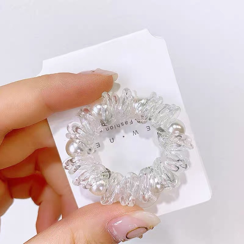 Dây Buộc Tóc Dạng Xoắn Co Giãn Màu Vàng / Bạc Jp5 Cho Nữ