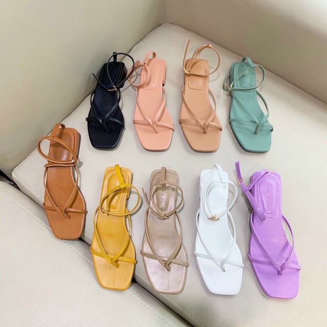 Sandal kẹp 3 dây da mềm gót 1,5cm  Mys Rosa Factory