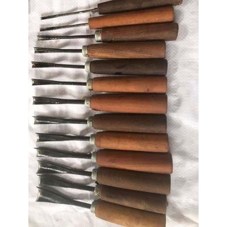 Bộ đục vũm móng cong đục điêu khắc đục gỗ 10 cây mài sắc tra cán đầy đủ