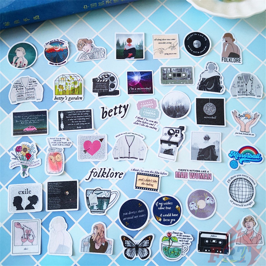 ★★★ Taylor Swift ♪ Music Album Folklore Q-1 Mini Diary Manual Stickers ★★★ 40Pcs/Set DIY Fashion Scrapbooks Album Decor Decals Stickers