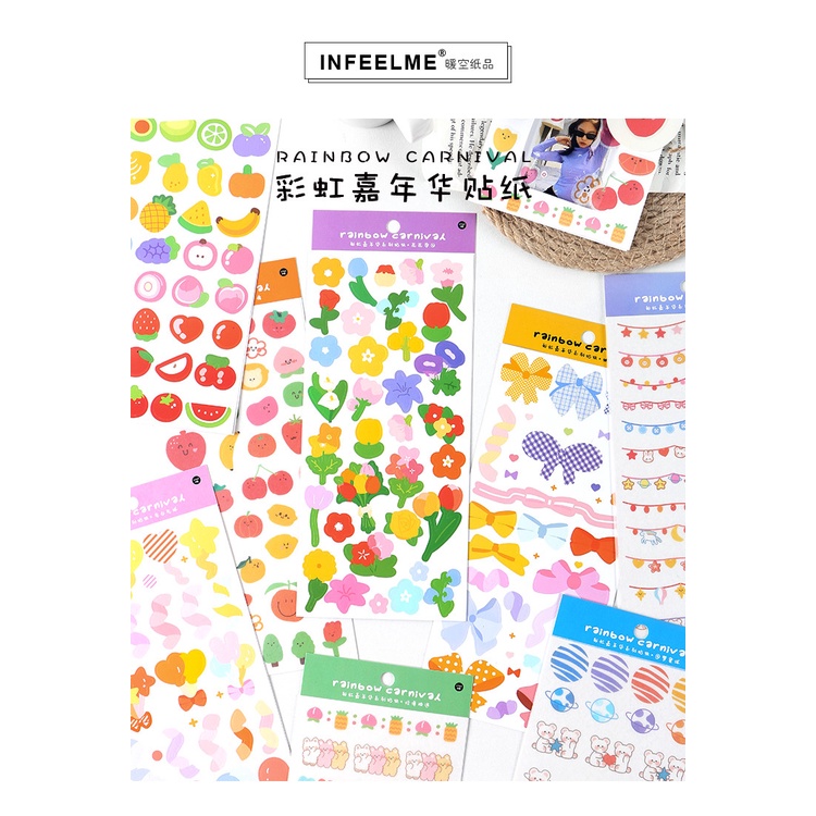 Miếng Dán Màu Sắc Cầu Vồng Trang Trí Nhật Ký/Sổ Tay DIY