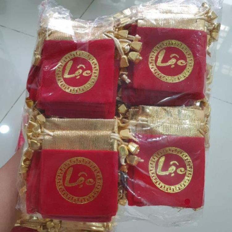 [GIÁ SỈ] 100 Túi Gấm Đỏ In Chữ Phúc, Lộc Thư Pháp Cực Đẹp