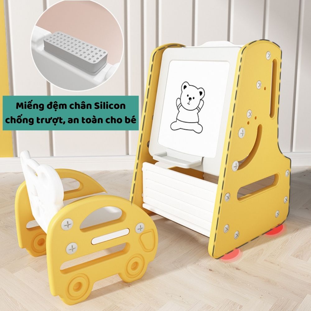 Bàn học kệ sách bảng vẽ từ tính kệ đựng đồ đa năng cho bé hỗ trợ bé học và phát triển tư duy có kèm ghế ngồi