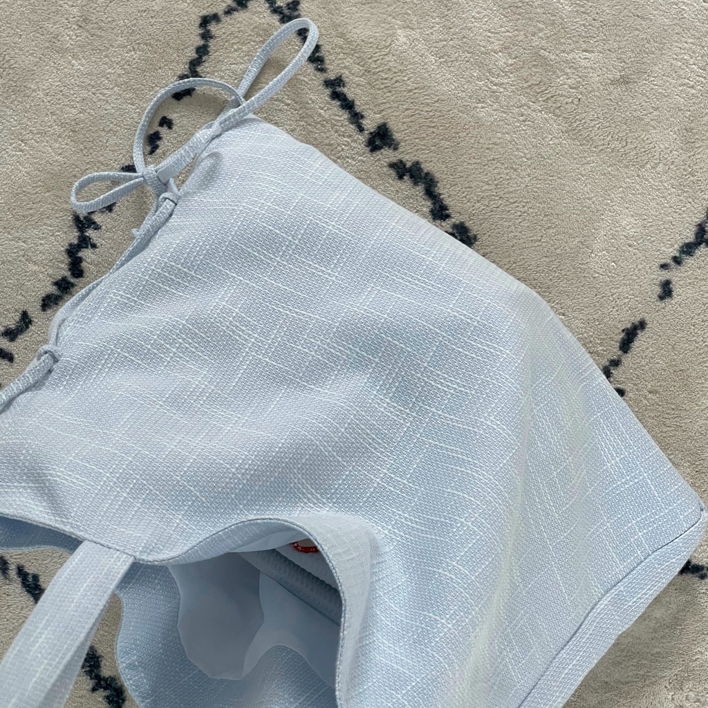 Túi tote buộc nơ Poési baby blue