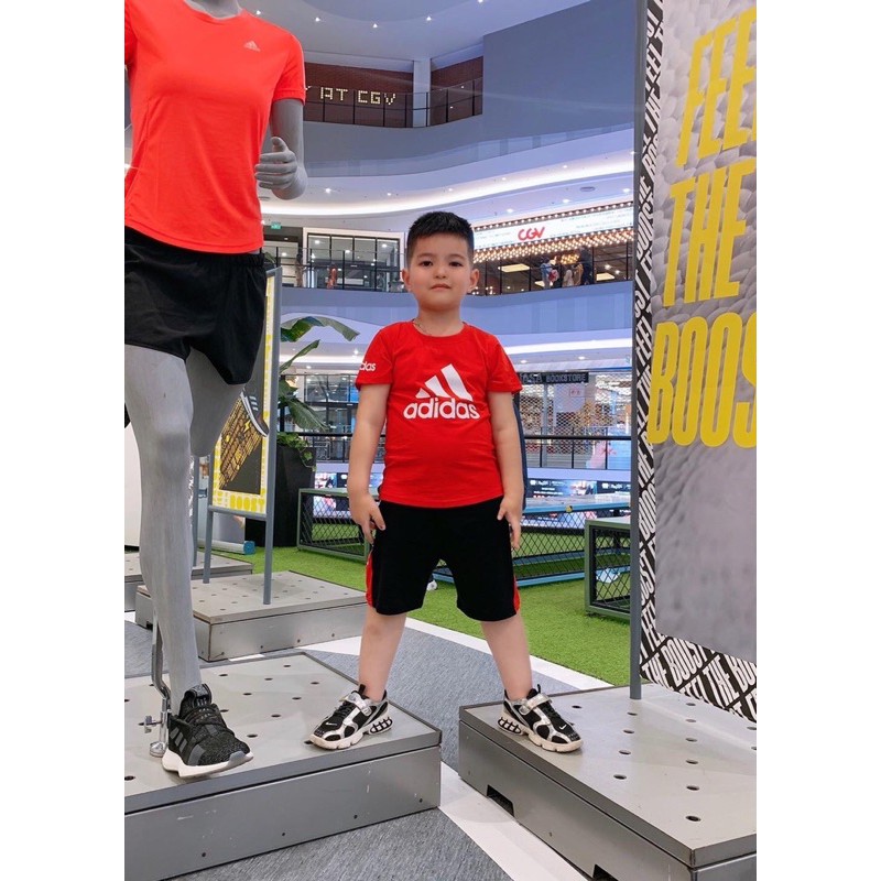 Tặng Bộ Thể Thao Adi.das Cho Bé 10-12kg 89k Màu Đỏ Cổ Tròn Cotton Việt Nam 100%