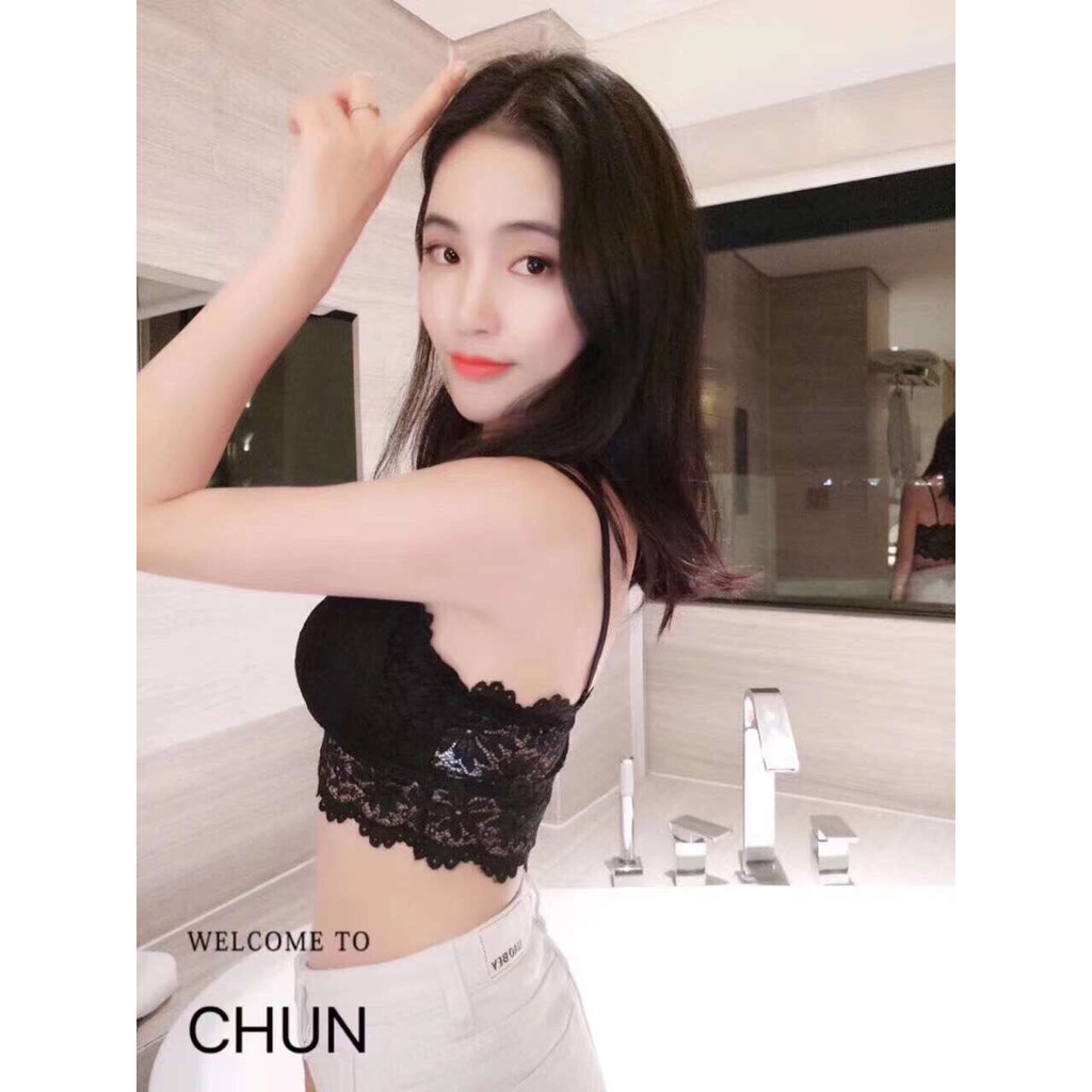 Áo bra ren hoa 2 dây chất ren mềm siêu đẹp 343