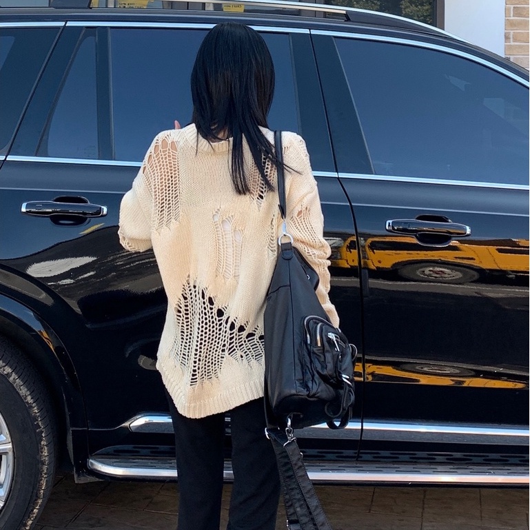 Áo len lưới đan móc rách hở mặc ngoài style cá tính thời trang Becky