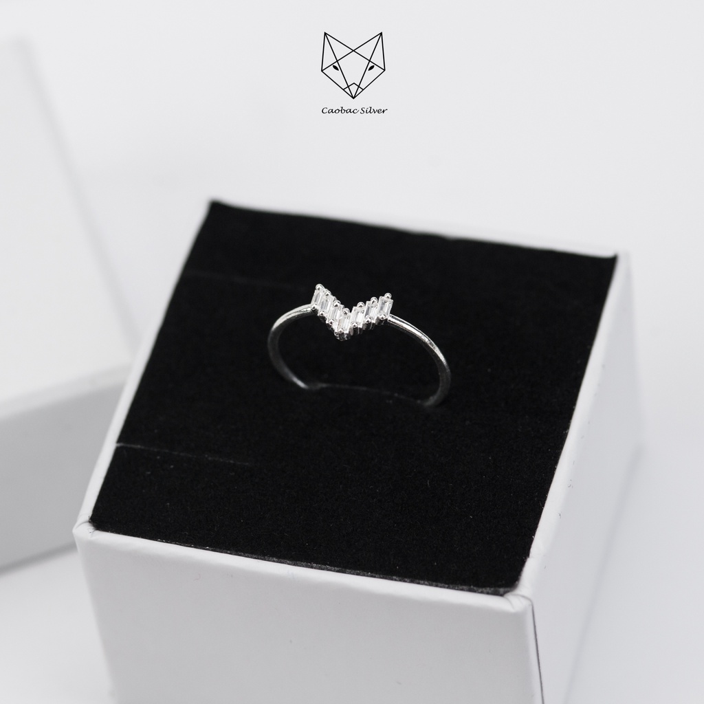 Nhẫn Bạc Ta Cao Cấp CaoBac Silver V Đá Dài Đá Dài Nhẹ Nhàng Dành Tặng Riêng Cho Bạn Gái