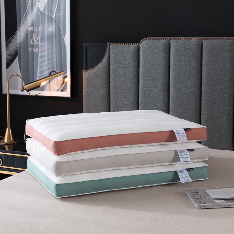 Gối Ống Thấp chống mỏi vai gáy, giúp ngủ ngon độ cao vừa phải,kt 50x70cm,nặng 2,6kg/1 đôi