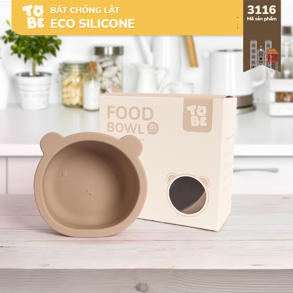 Bát Ăn Dặm Chống Lật Tobé Eco Silicone Thiết Kế Tai Gấu Dễ Thương Cho Bé