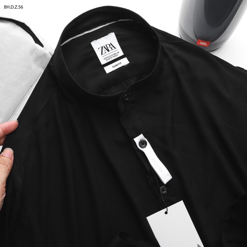 Áo sơmi nam vải cotton nhăn cổ tàu | BigBuy360 - bigbuy360.vn