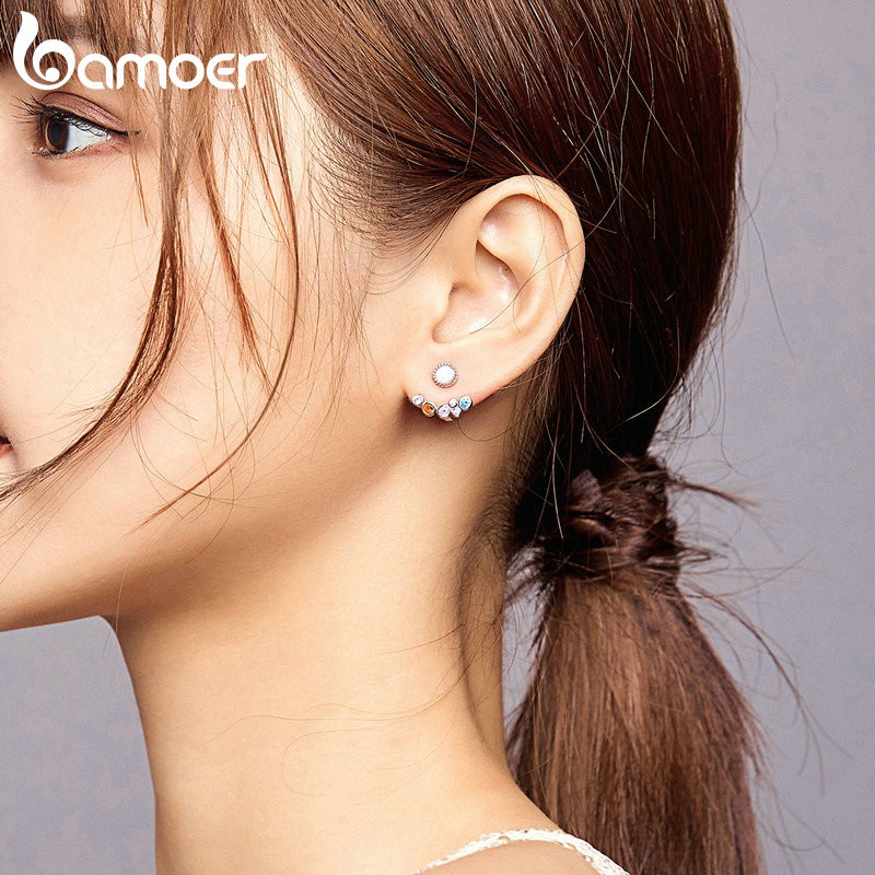 Bông Tai Bamoer BSE392 Cho Nữ Đầy Màu Sắc Hợp Thời Trang Đính Đá Zircon Bạc 925