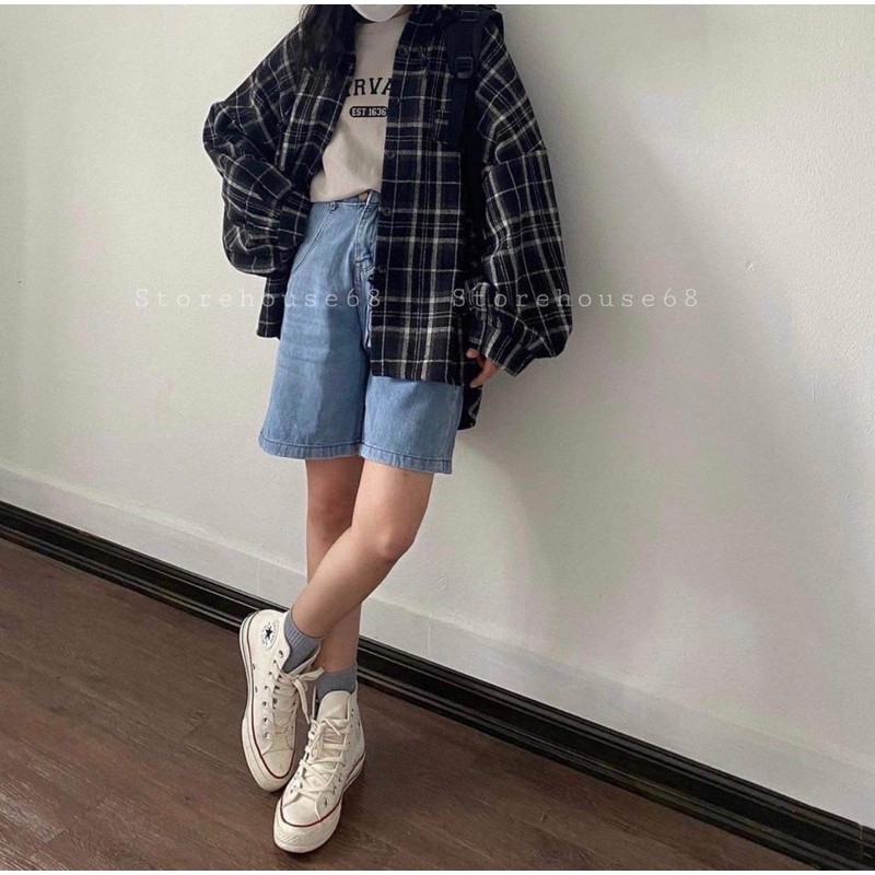 Quần jeans ngố trơn ống suông cạp cao màu siêu hot