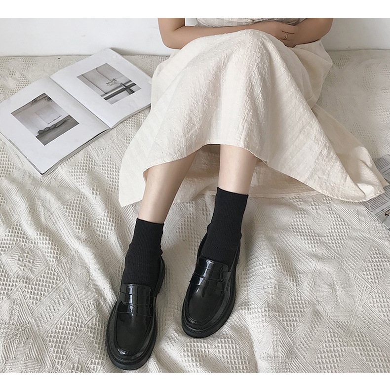 Giày moca đế bằng vintage nữ sinh phong cách ulzzang