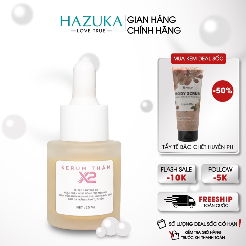 Serum mờ thâm X2 Huyền Phi 20ml tái tạo cấu trúc da, ức chế sản sinh melamin, giảm mờ thâm nách mắt mụn đầu gối mông môi