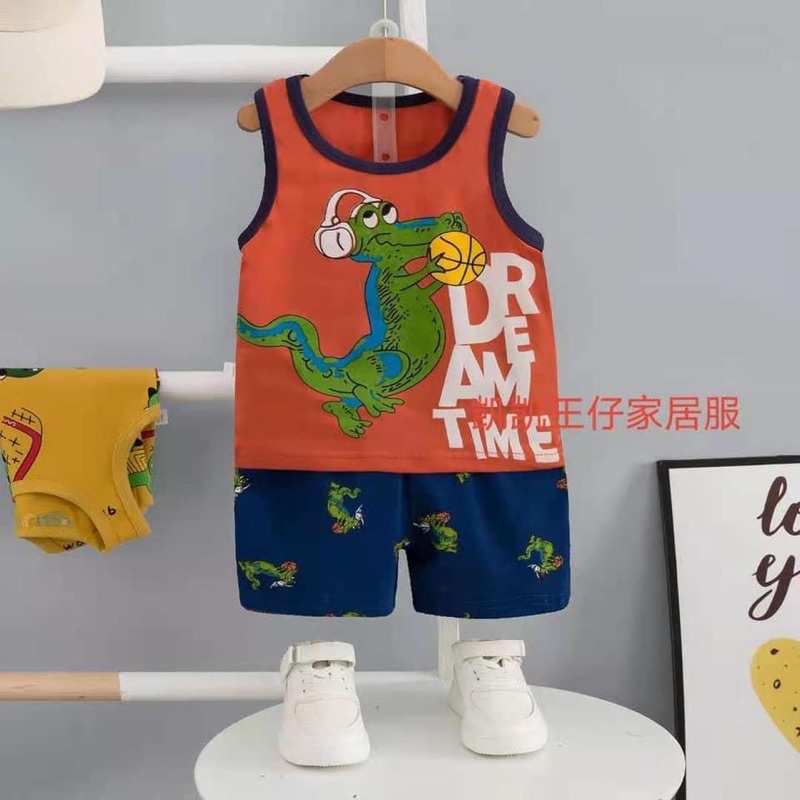 Đồ bộ Quảng Châu KaiKai- Bộ ba lỗ Cotton Xuất Hàn cho bé trai 6-10 tuổi