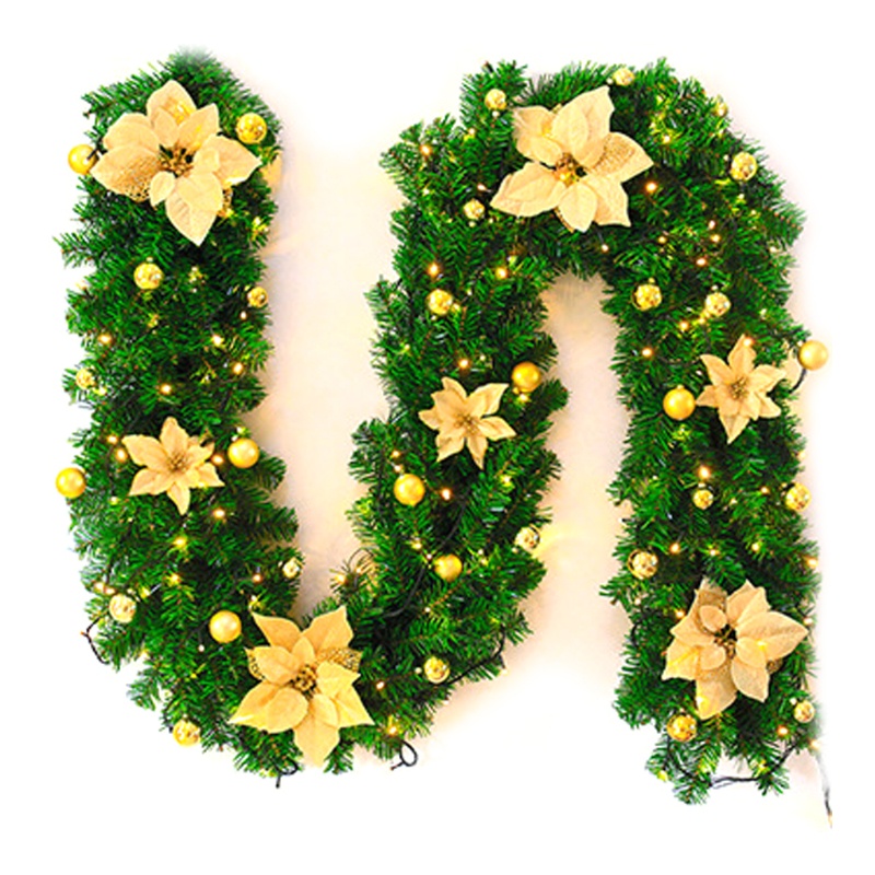 Vòng Nguyệt Quế Treo Trang Trí Giáng Sinh Màu Xanh Lá Cây Kích Thước 2 7m